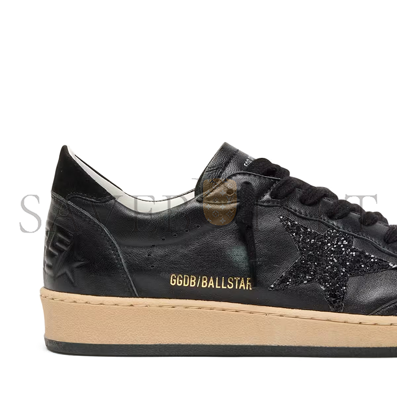 GOLDEN GOOSE BALL STAR IN BLACK NAPPA WITH BLACK GLITTER STAR AND SUEDE HEEL TAB GWF00117